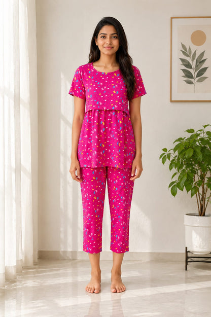 Peplum Feeding Zipless Co-ords Pink baby foot