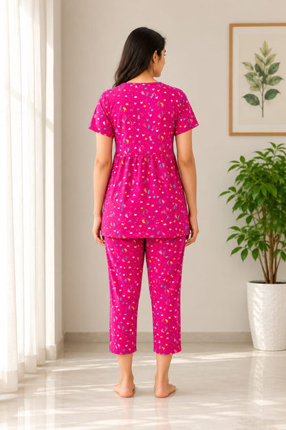 Peplum Feeding Zipless Co-ords Pink baby foot