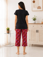 Hello Summer Cotton Capri Night Suit for Women | Soft Lounge Wear