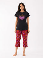 Hello Summer Cotton Capri Night Suit for Women | Soft Lounge Wear