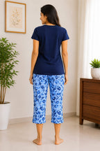 Keep It Wild Cotton Capri Night Suit for Women | Soft Lounge Wear