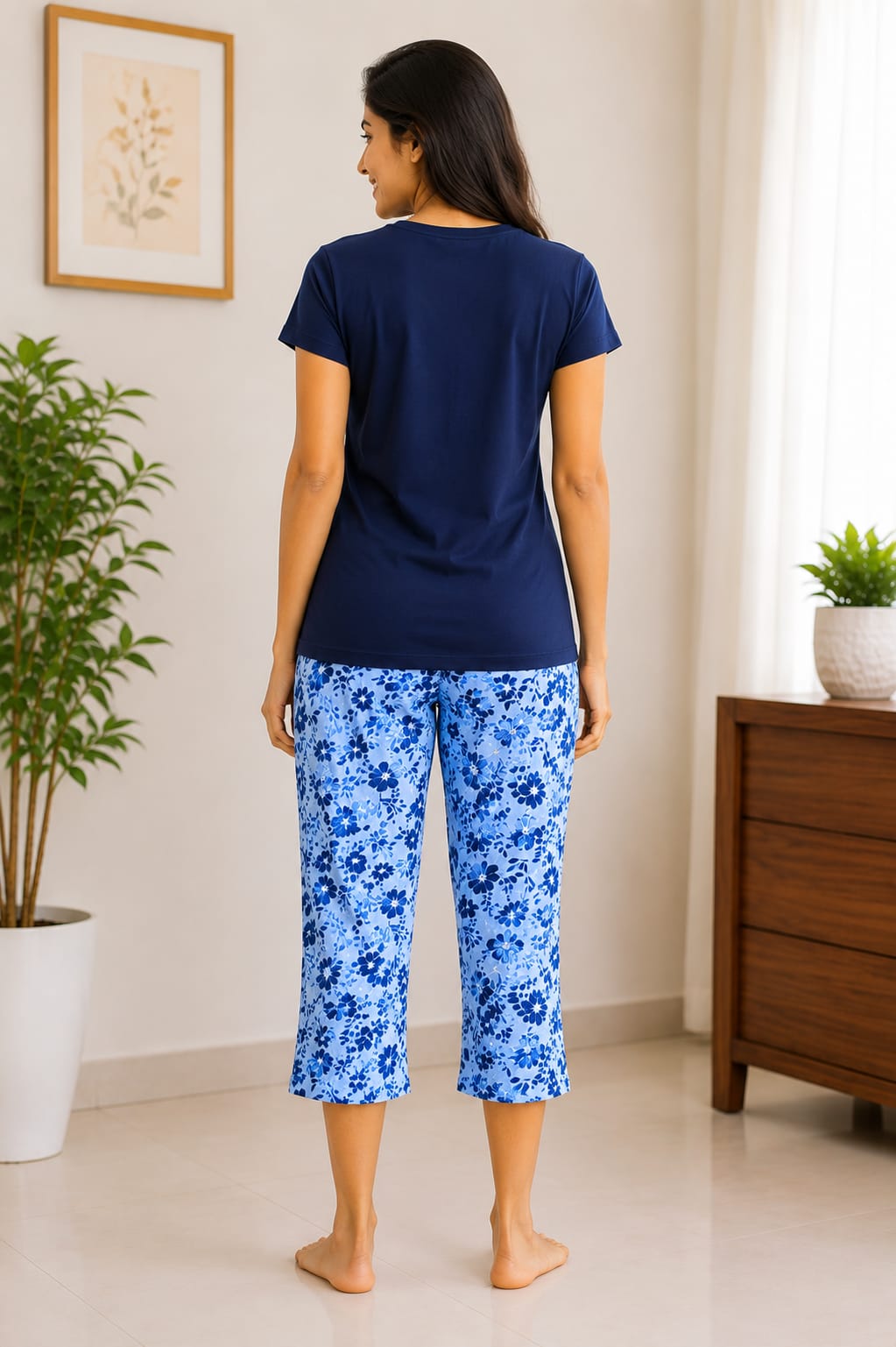 Keep It Wild Cotton Capri Night Suit for Women | Soft Lounge Wear