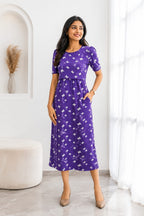 Capri Feeding Wear with Puff Sleeve Purple Butterfly