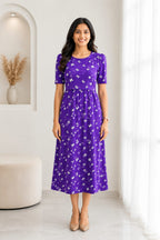 Capri Feeding Wear with Puff Sleeve Purple Butterfly