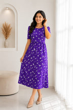 Capri Feeding Wear with Puff Sleeve Purple Butterfly