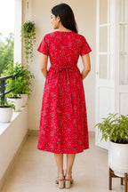 Capri Feeding Wear without Puff Sleeve RED PINK