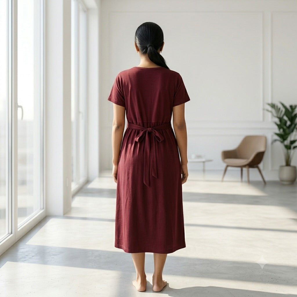 Capri Feeding Wear without Puff Sleeve Maroon petals