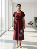 Capri Feeding Wear without Puff Sleeve Maroon petals