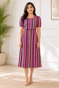 Capri Feeding Wear with Puff Sleeve Pink Stripes