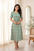 Capri Feeding Wear with Puff Sleeve Lime Green Tulip