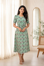Capri Feeding Wear with Puff Sleeve Lime Green Tulip