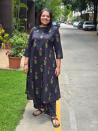 Roselle Black Jaipuri A line Printed Top | C - 003