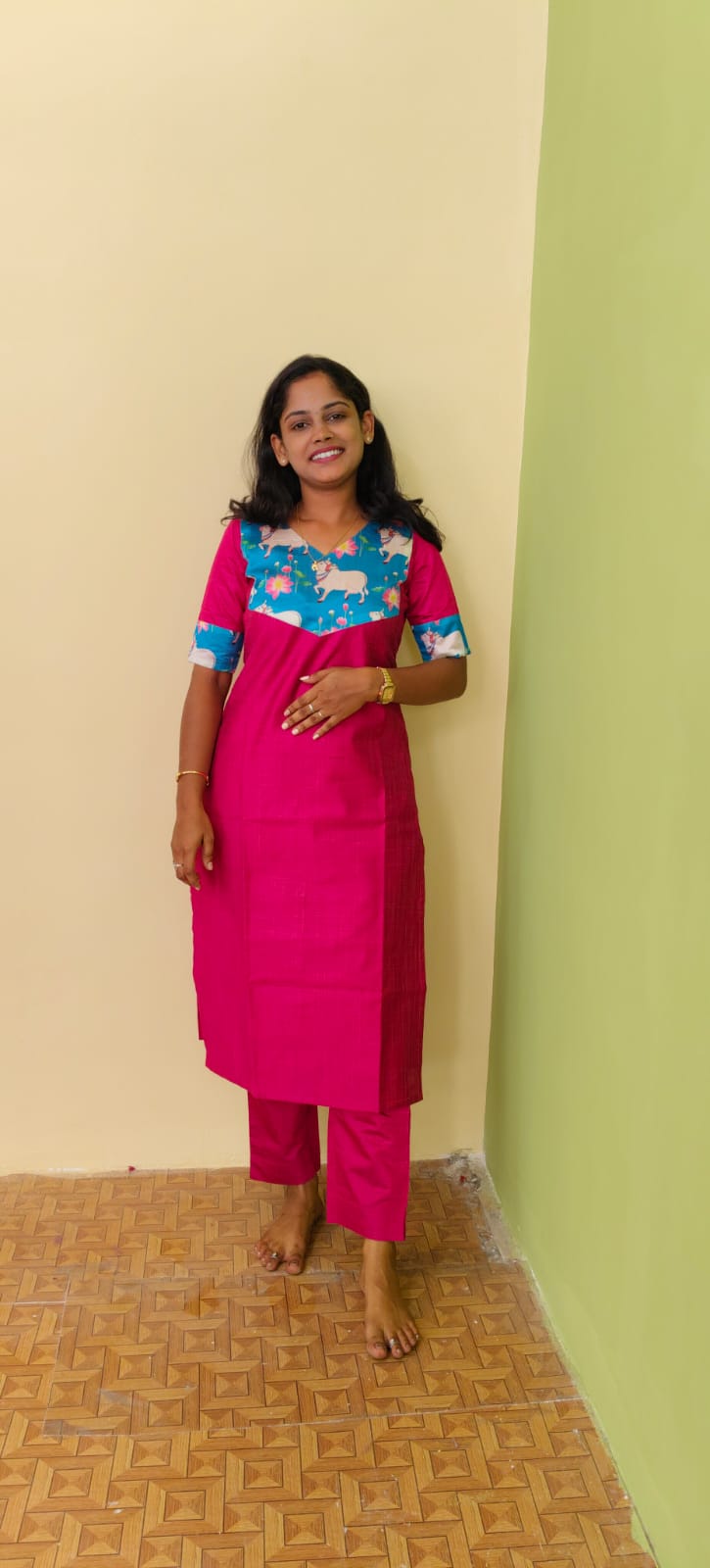 Magenta Bloom Floral Kurta Co Ord Set  | D - 002