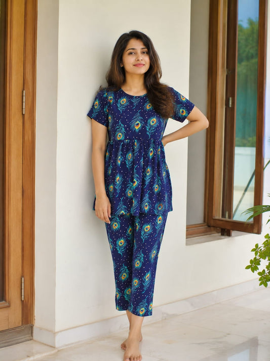 Navy feather Peplum Co oords NF