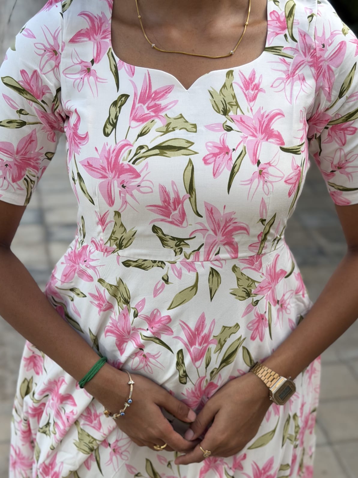 Pink Lily Floral Maxi Dress for women | Floral Cotton Maxi Dresses | LCMP 056