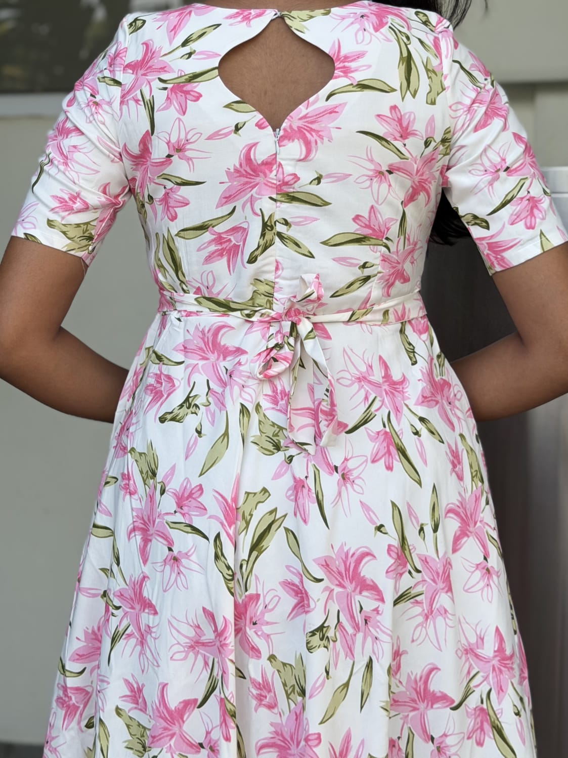 Pink Lily Floral Maxi Dress for women | Floral Cotton Maxi Dresses | LCMP 056