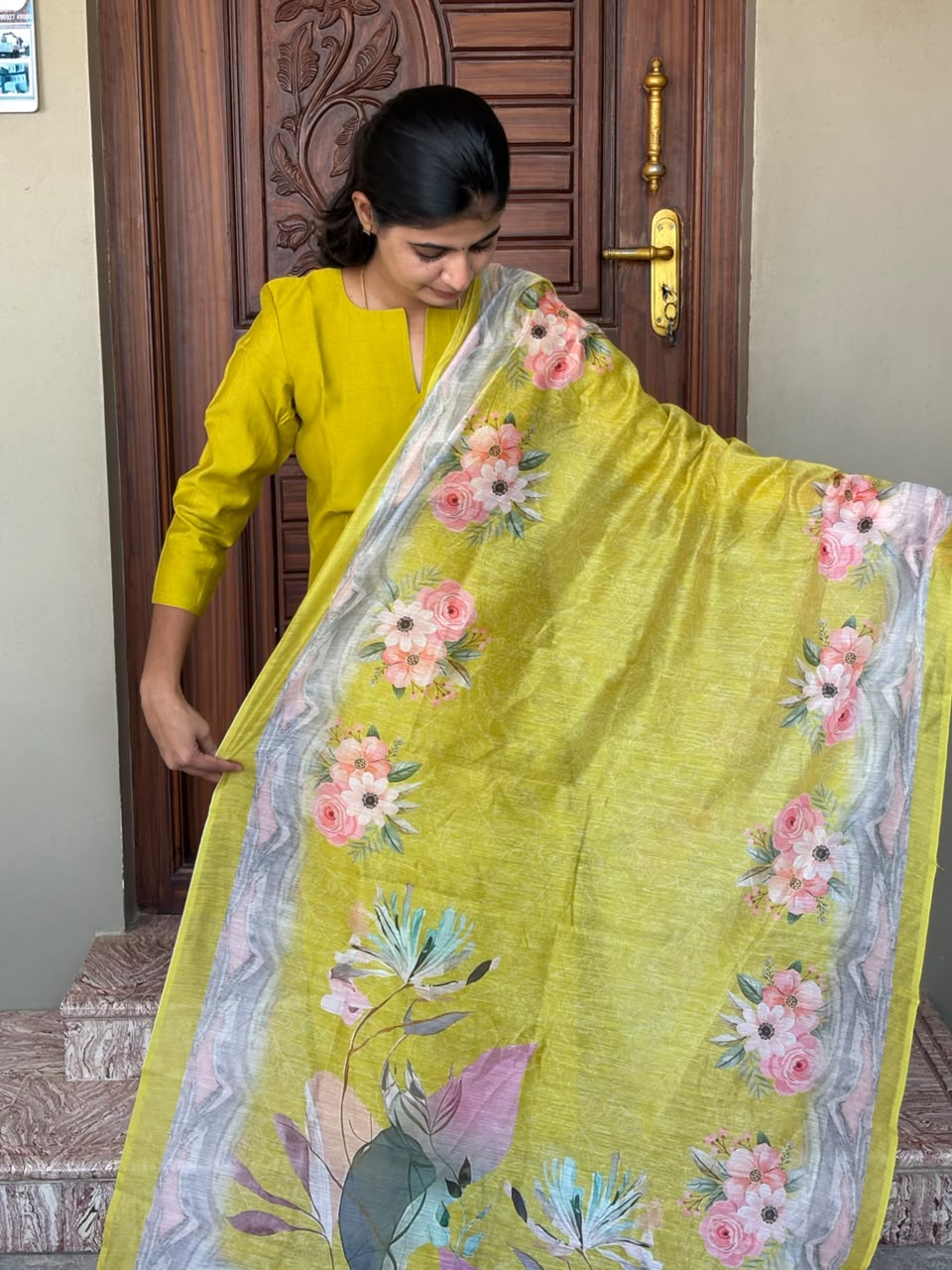 Lime Bloom Floral 3-Piece Dupatta Kurta Set J - 002