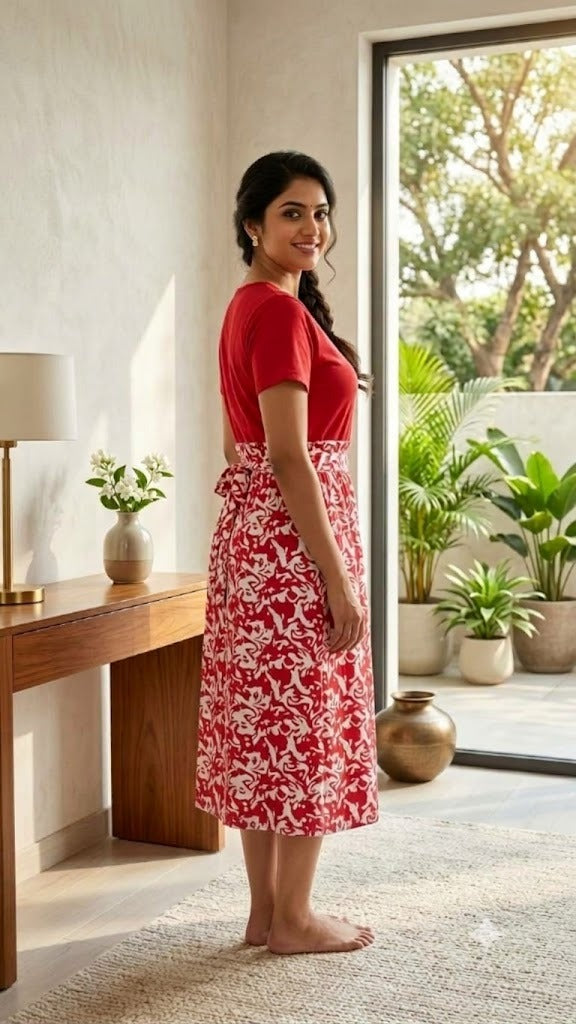 Capri Feeding Wear without Puff Sleeve Plain Crimson Muse