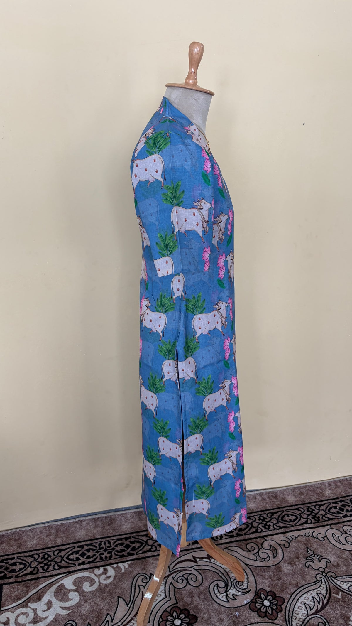Blue Pichwai Cow Print Co-ord Set | D-008