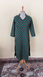 Emerald Green Floral Print Kurti Top