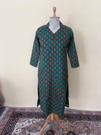 Emerald Green Floral Print Kurti Top