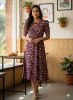 Zipless Feeding wear with puff 47 inches wine floral