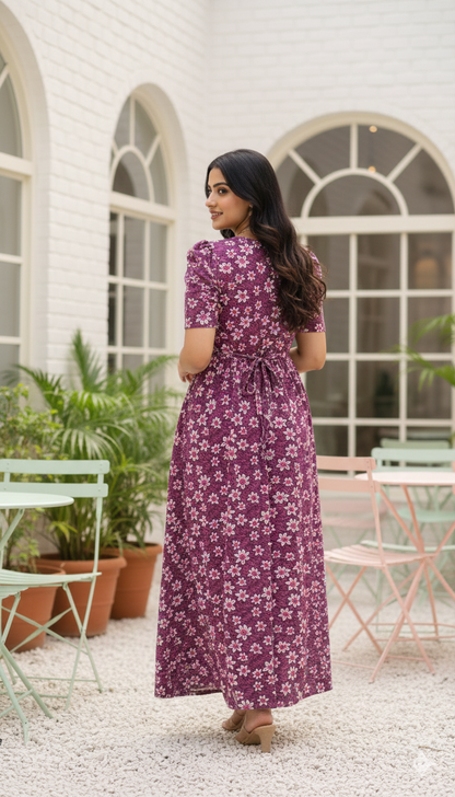 Casual Lounge Wear Non Feeding with puff Wine Floral