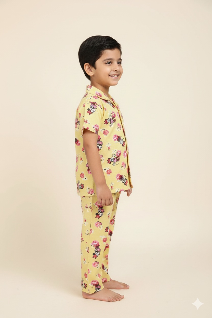 Yellow Mickey Printed kids nightsuit set