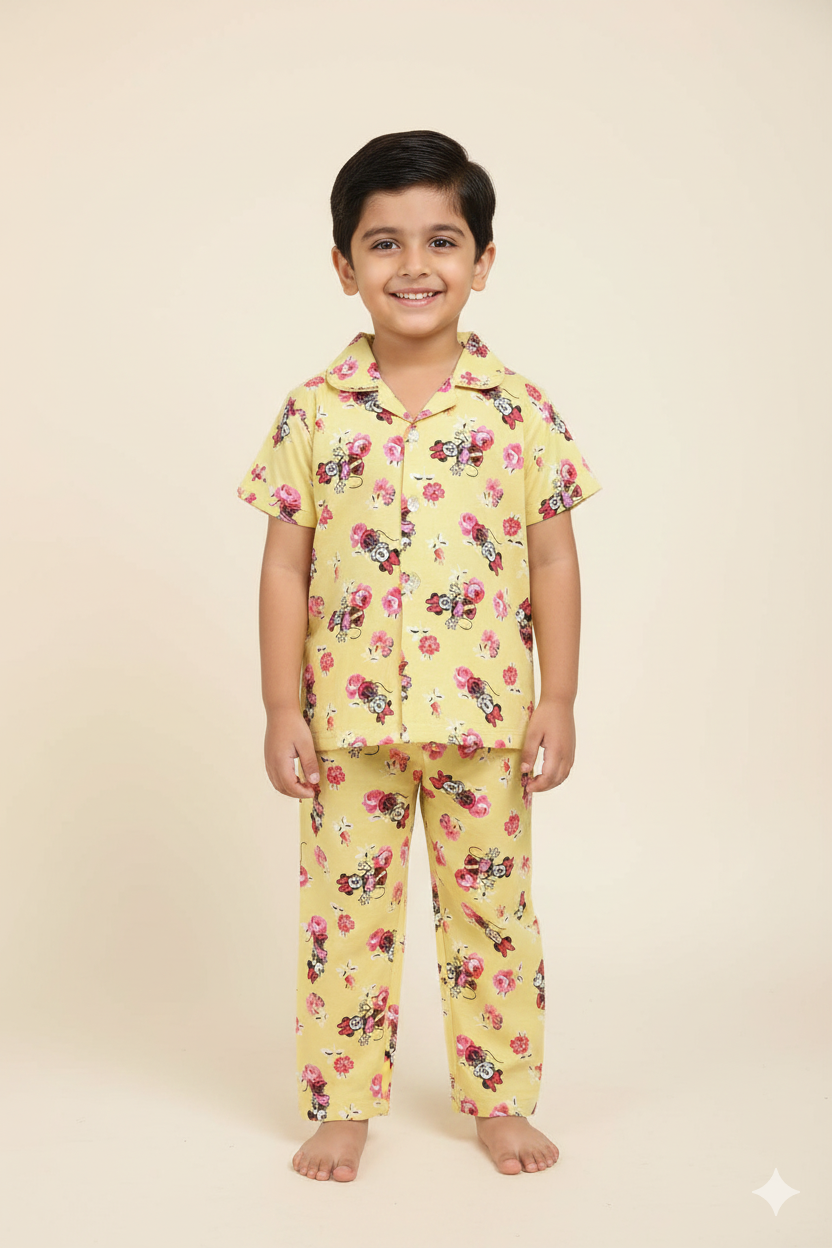 Yellow Mickey Printed kids nightsuit set