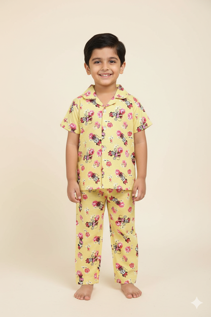 Yellow Mickey Printed kids nightsuit set