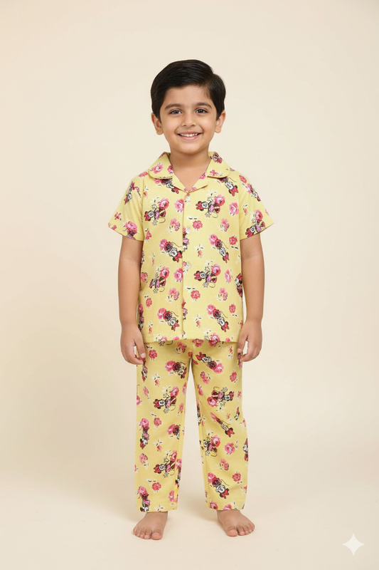 Yellow Mickey Printed kids nightsuit set