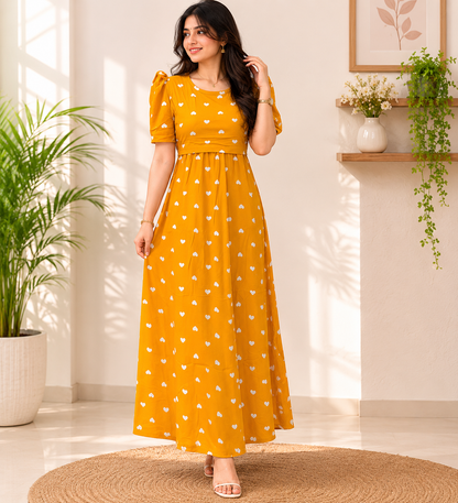 Zipless feeding wear with puff 52 inches Yellow heart