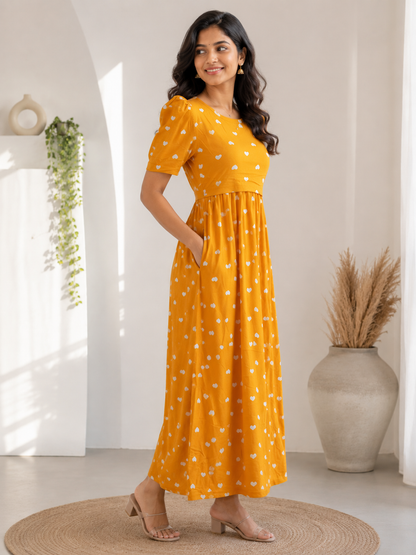 Zipless feeding wear with puff 52 inches Yellow heart
