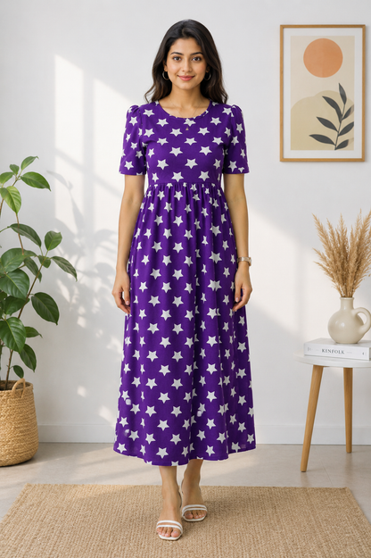 Casual Lounge Wear Non Feeding with puff Royal purple Star
