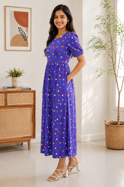 Casual Lounge Wear Non Feeding with Puff Royal  Heart