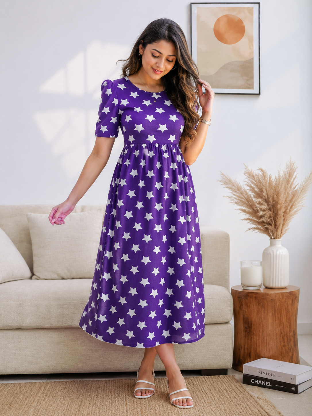 Casual Lounge Wear Non Feeding with puff Royal purple Star