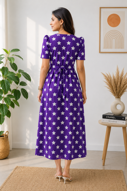 Casual Lounge Wear Non Feeding with puff Royal purple Star