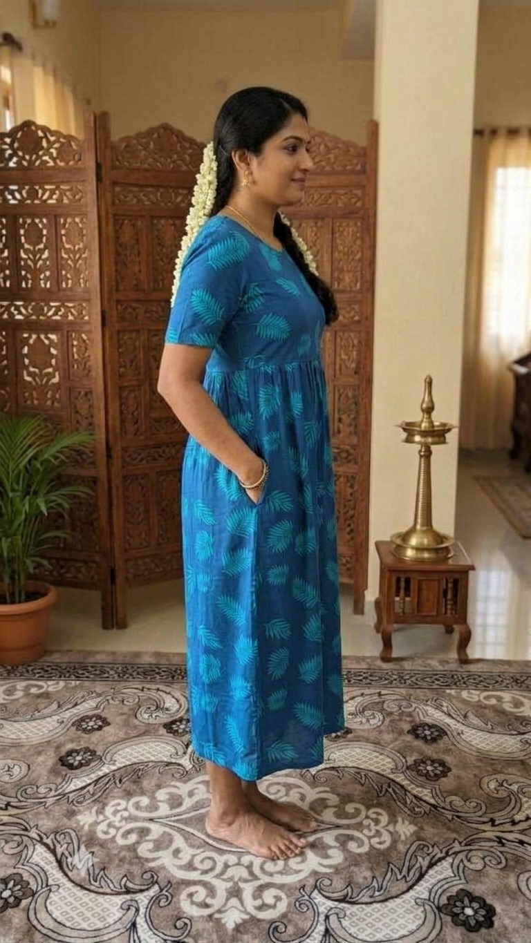 Casual Lounge Wear Non Feeding with puff D Blue Leaf