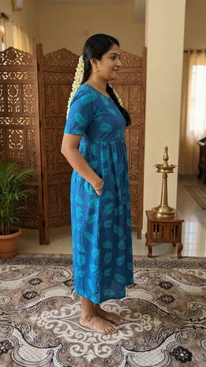 Casual Lounge Wear Non Feeding with puff D Blue Leaf